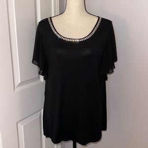 Like New! Worn Once! Belldini Rhinestone Top with Sheer Sleeves